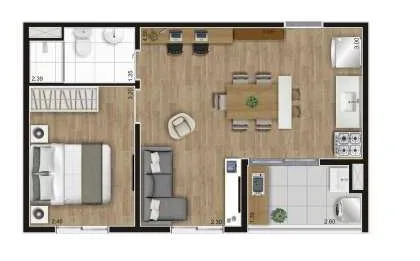 Planta tipo C Sala ampliada